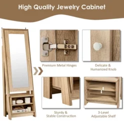 Costway Jewelry Cabinet Large Full Length Armoire 2-in-1 Stand Mirror Organizer -Costway GUEST ce76ac87 69af 4f1d 8935 8080471617b1