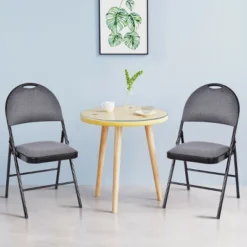 Costway Set Of 6 Folding Chairs Fabric Upholstered Padded Seat Metal Frame Home Office -Costway GUEST ce93850a 1e32 4514 9da4 81dcff9a7335