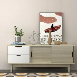 Costway TV Stand For TV Up To 60'' Media Console Table Storage With Doors Walnut/Oak -Costway GUEST ce944035 5d3b 4013 aba3 282933fc3074