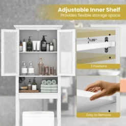 Costway Over The Toilet Storage Cabinet 2-Doors Bathroom Organizer With Adjustable Shelf -Costway GUEST ced20616 4cad 4d6e 9518 2c8eff88d7a4