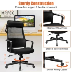Costway Adjustable Mesh Office Task Chair Heating Lumbar Support Headrest GreyBlack -Costway GUEST ceeb0ac3 36c9 4b56 8b58 79a8141ebb24