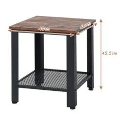 Costway 2 PCS Industrial End Table 2Tier Side Table W/Storage Shelf Sofa Black