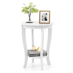 Costway 2-Tier End Table 18'' Round Compact Sofa Side Nightstand With Storage Shelf Espresso/White 21 Costway 2-Tier End Table 18'' Round Compact Sofa Side Nightstand With Storage Shelf Espresso/White -Costway GUEST cf3941b1 4d4d 455d a9d1 cd0e98918c73