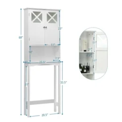 Costway 2-Door Over The Toilet Bathroom Space Saver Storage Cabinet W/ Adjustable Shelf -Costway GUEST cf3a55d5 7789 4070 8618 96a07792ce0a