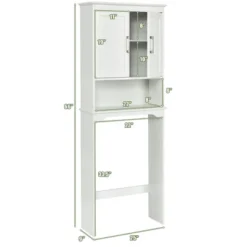 Costway Over The Toilet Space Saver Bathroom Organizer W/ Storage Cabinet & Shelf White
