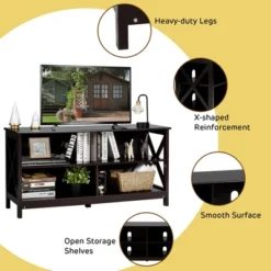 Costway TV Stand Entertainment Media Center For TV's Up To 55'' W/ Storage Shelves Brown/Gray/White 22 Costway TV Stand Entertainment Media Center For TV's Up To 55'' W/ Storage Shelves Brown/Gray/White -Costway GUEST cf682e8d 27ee 41ca ac6a 27786b8e1403