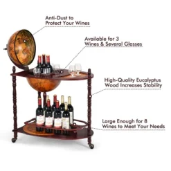 Costway Wood Globe Wine Bar Stand 34'' H 16th Century Italian Rack Liquor Bottle Shelf -Costway GUEST cf9b4da0 0bb4 416a b390 12e131c90738