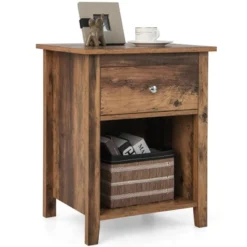 Costway Nightstand Bedside Table With Drawer & Open Shelf For Living Room Bedroom Walnut/Brown 23 Costway Nightstand Bedside Table With Drawer & Open Shelf For Living Room Bedroom Walnut/Brown -Costway GUEST cfd67751 c867 4267 9c3d b2d00c3c0c92