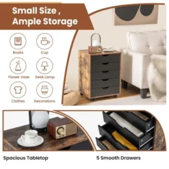 Costway 5 Drawer Chest Storage Dresser Floor Cabinet Organizer With Wheels Rustic Brown 15 Costway 5 Drawer Chest Storage Dresser Floor Cabinet Organizer With Wheels Rustic Brown -Costway GUEST d02a053b 6b79 4da2 b5dd 3bade3948b38