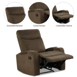 Costway Recliner Chair Single Sofa Lounger With Arm Storage & Cup Holder CoffeeGreyBrown 21 Costway Recliner Chair Single Sofa Lounger With Arm Storage & Cup Holder CoffeeGreyBrown -Costway GUEST d02d5f35 487f 4d66 bdd2 830405a8b3b2