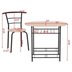 Costway 3 PCS Dining Set Table And 2 Chairs Home Kitchen Breakfast Bistro Pub Furniture