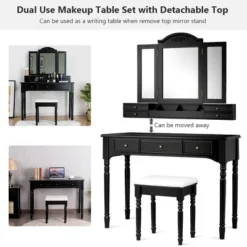 Costway 7 Drawers Vanity Set Dressing Table W/ Tri-Folding Mirror -Costway GUEST d06da6d6 0348 40a8 ab6c 02b7bf3be176