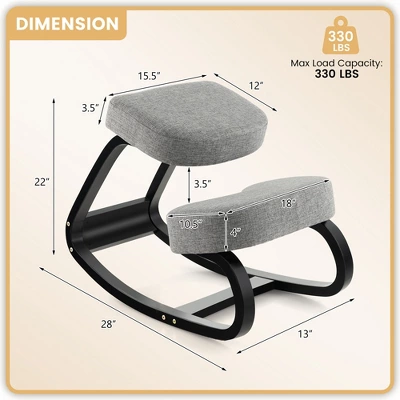 Costway Rocking Kneeling Chair Ergonomic Posture Correcting Back Pain Padded Cushion 5 Costway Rocking Kneeling Chair Ergonomic Posture Correcting Back Pain Padded Cushion - Image 3