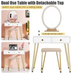 Costway Vanity Makeup Dressing Table W/ 3 Lighting Modes Mirror Touch Switch White -Costway GUEST d0ac6a60 6579 43b2 b88f c251775ad42c
