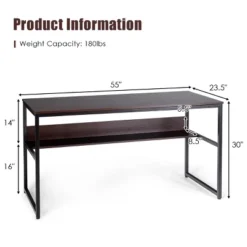 Costway 55'' Industrial Computer Desk W/ Storage Shelf Adjustable Foot Pads -Costway GUEST d0cf94fa 0998 4d91 b2c1 2b63f5e3dd29
