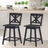 Costway Set Of 2 Bar Stools Swivel Counter Height Chair W/ Solid Wood Legs WhiteBlack -Costway GUEST d0db583a 5491 4417 aca7 976db3496130