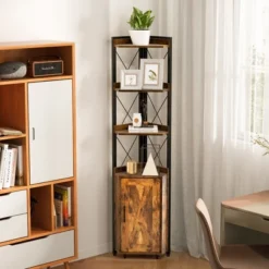Costway 6-Tier Corner Shelf Bookshelf Industrial Storage Rack Cabinet Rustic Plant Stand -Costway GUEST d0e627ad 18e8 46b2 a565 e88698a35cfd