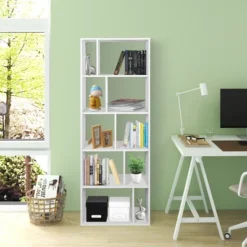 Costway 5-tier Wood Bookcase 66'' Tall Open Storage Shelf Display Rack W/10 Compartments -Costway GUEST d161637e bb5d 422b 9364 59a1f69bba1f