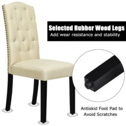 Costway Set Of 4 Tufted Dining Chair Upholstered W/ Nailhead Trim & Rubber Wooden Legs 20 Costway Set Of 4 Tufted Dining Chair Upholstered W/ Nailhead Trim & Rubber Wooden Legs -Costway GUEST d165e023 06f9 4156 b546 4fb6852f5bd9