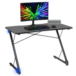 Costway 43.5 Inch Gaming Desk Z Shape Office PC Computer Desk Gamer Tables W/ LED Lights -Costway GUEST d16ddb86 68a7 4a18 8f4e 78f991e2b045