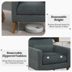 Costway Accent Arm Chair Modern Lint Fabric Sofa Chair W/Solid Wood Legs For Living Room -Costway GUEST d17c105d 39bc 42d3 8259 21cc9e897245