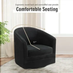 Costway Modern Swivel Barrel Chair Upholstered Velvet Armchair With Metal Base -Costway GUEST d18e3f5d 2f09 43f7 9806 b9f1df234ce7