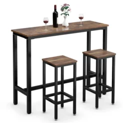 Costway 3 Pieces Bar Table Set Counter Height Breakfast Bar Dining Table W/Stools -Costway GUEST d1a4f1fa 99a5 4c6b a54a f81e94540fee
