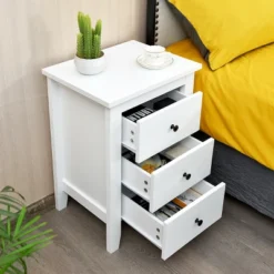 Nightstand End Beside Table Drawers Modern Storage Bedroom Furniture White -Costway GUEST d1c77f64 3925 4aaa 8643 cc5bae8d164e