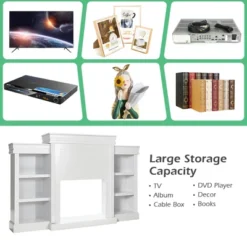 Costway 70'' Fireplace TV Stand Modern Media Entertainment Center Bookcase WhiteBlack -Costway GUEST d1c8fe7e e765 4b5a a56b a447d34377e8