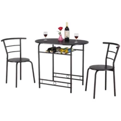 Costway 3 PCS Dining Set Table And 2 Chairs Home Kitchen Breakfast Bistro Pub Furniture Black -Costway GUEST d21d9c8c 15d6 45fa 8dd7 5440345421d9