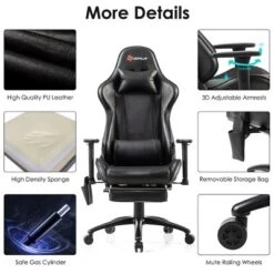 Costway Massage Gaming Chair Adjustable Reclining Racing Chair W/Headrest&Footrest GrayBlack 19 Costway Massage Gaming Chair Adjustable Reclining Racing Chair W/Headrest&Footrest GrayBlack -Costway GUEST d235cc1a b891 46e4 a080 b6993d72d7d5