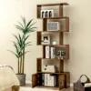 Costway 1 PC Bookshelf W/Cabinet 6-Tier S-Shaped Bookcase Storage Rack Rustic BrownWhite -Costway GUEST d23fcb2c 6c20 4d99 a7bf e33bc9b5c67e