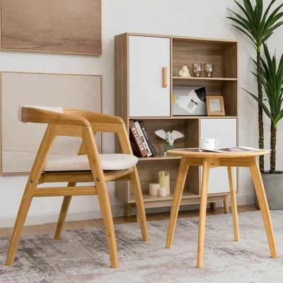 Costway Natural Round End Table Modern Stylish Side Table W/ 20'' Round Tabletop 5 Costway Natural Round End Table Modern Stylish Side Table W/ 20'' Round Tabletop - Image 3