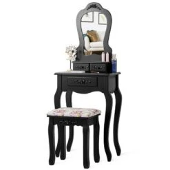 Costway Vanity Wood Makeup Dressing Table Stool Jewelry Desk Black -Costway GUEST d28d14f0 07ed 4790 8d68 b75ce792ffd3