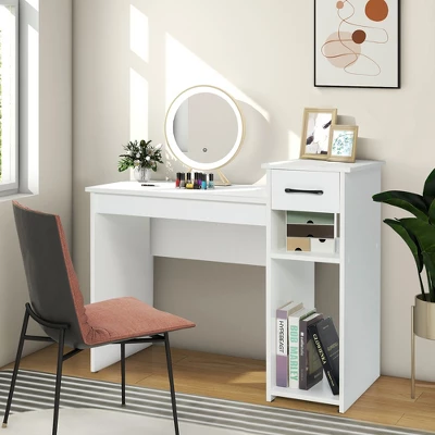 Costway Computer Desk PC Laptop Table W/ Drawer And Shelf Home Office Furniture White 6 Costway Computer Desk PC Laptop Table W/ Drawer And Shelf Home Office Furniture White - Image 4