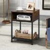 Costway Industrial Nightstand End Side Table W/ Compartment & Mesh Shelf Rustic Brown 1 Costway Industrial Nightstand End Side Table W/ Compartment & Mesh Shelf Rustic Brown -Costway GUEST d2b7b5eb a00d 42e1 92a3 b86b14567ab3
