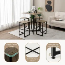 Costway 5-Piece Dining Table Set Kitchen Square Square Space-saving Table Set With Stools -Costway GUEST d2ca6396 b619 46d5 87e1 79fff9664a39