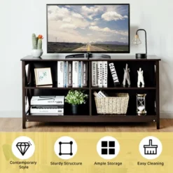 Costway TV Stand Entertainment Media Center For TV's Up To 55'' W/ Storage Shelves Brown/Gray/White 19 Costway TV Stand Entertainment Media Center For TV's Up To 55'' W/ Storage Shelves Brown/Gray/White -Costway GUEST d2e4fe59 bc5a 4082 b032 2378de96f8fe
