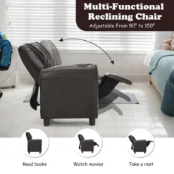 Costway Kids Recliner Chair PU Leather Armrest Sofa W/Footrest Cup Holder BeigeBrown -Costway GUEST d2e70595 8a9e 4864 90b3 32c204063f61