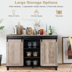 Costway Kitchen Buffet Storage Cabinet Sideboard W/ Sliding Barn Doors Adjustable Shelf -Costway GUEST d2ef47e0 7e4b 4b96 a845 6a2bd990ef1e