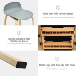 Costway Modern Set Of 4 Barstools 30inch Pub Chairs W/Low Back & Metal Legs Grey -Costway GUEST d2f493e3 c054 4bba 9ba4 c151af883c2f