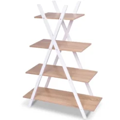Costway 4-Tier Bookshelf Storage Display Shelves Bookcase Ladder X-Shape Brown/Black -Costway GUEST d2f8d836 dc57 4048 9f12 6cf25b2b7d86