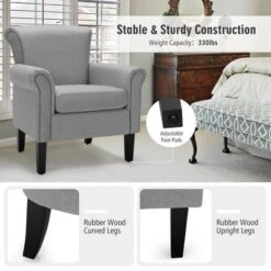 Costway Set Of 2 Upholstered Fabric Accent Chairs W/ Rubber Wood Legs Dark GrayLight Gray -Costway GUEST d33ac8ab bd07 4425 9882 d4a7a193c549 1