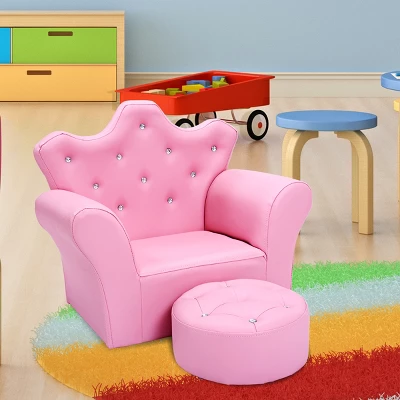 Costway Pink Kids Sofa Armrest Chair Couch Children Toddler Birthday Gift W/ Ottoman 10 Costway Pink Kids Sofa Armrest Chair Couch Children Toddler Birthday Gift W/ Ottoman - Image 8