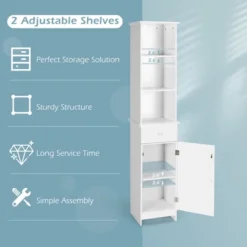 Costway Bathroom Tall Storage Cabinet Freestanding Linen Tower W/ Open Shelves & Drawer 16 Costway Bathroom Tall Storage Cabinet Freestanding Linen Tower W/ Open Shelves & Drawer -Costway GUEST d3ebda87 fc8d 4ec0 aa04 0cb118b87921