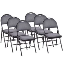 Costway Set Of 6 Folding Chairs Fabric Upholstered Padded Seat Metal Frame Home Office -Costway GUEST d3ec98eb 3add 40b0 9688 f8a01d80f390