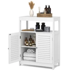 Costway Bathroom Floor Cabinet Free Standing Storage Organizer W/ Double Shutter Doors -Costway GUEST d4045fee 7d6b 435c 9563 5f269baad4af