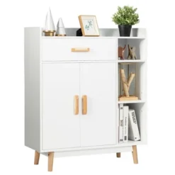 Costway Floor Storage Cabinet Free Standing Cupboard Chest W/1 Drawer 2 Doors 3 Shelves -Costway GUEST d40e4b90 5251 473b bc53 58673cbb4fe1