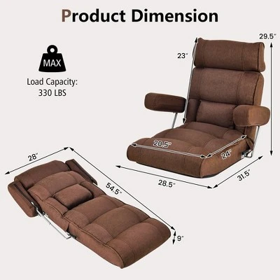 Costway Adjustable Lazy Sofa With Stepless Adjustable Back & 6-position Head/Lumbar/Seat Brown/Gray/Blue 4 Costway Adjustable Lazy Sofa With Stepless Adjustable Back & 6-position Head/Lumbar/Seat Brown/Gray/Blue - Image 2