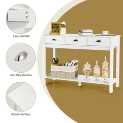 Costway Console Table With 3 Drawers Bottom Shelf Sofa Side Table Entryway White -Costway GUEST d4116b59 3043 4e93 b018 75d157b283f3